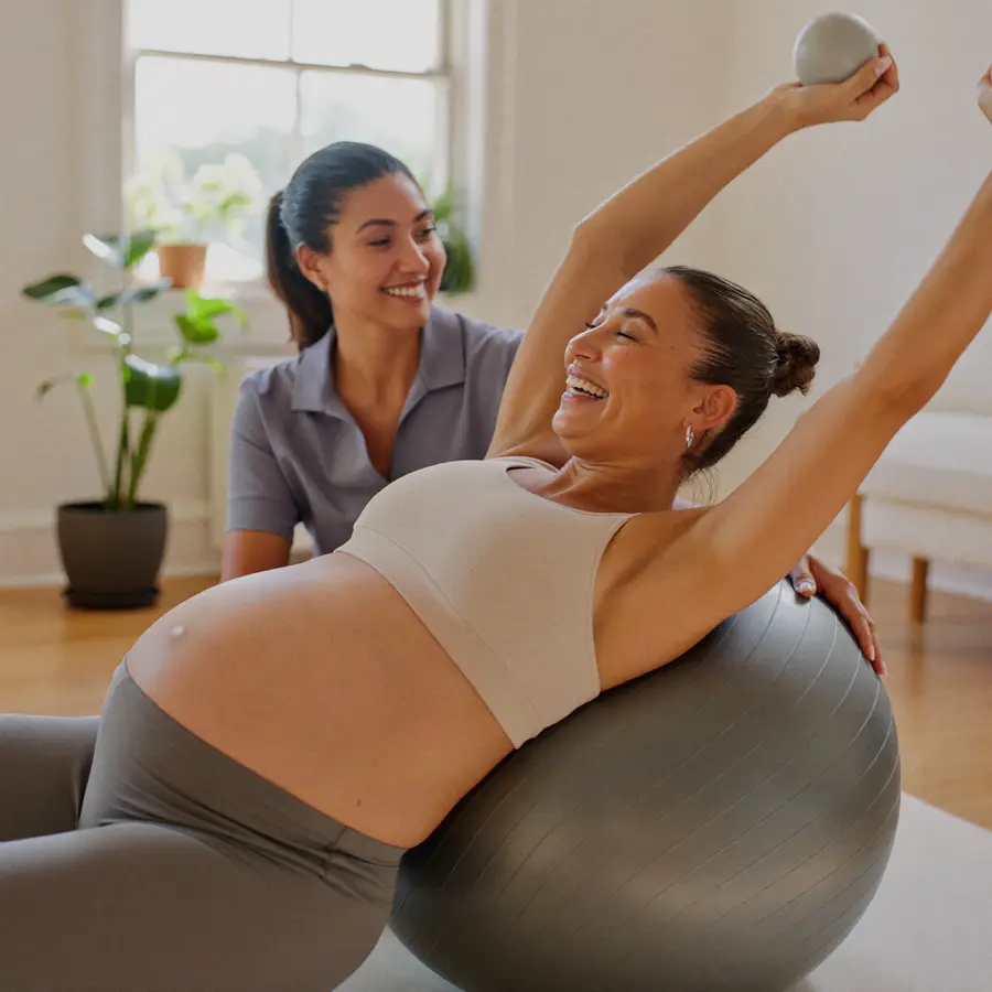 Gestante em treino orientado