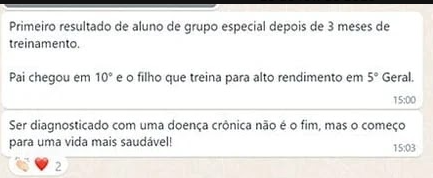 Print: aluno com doença crônica em 10º lugar após 3 meses