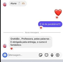 Print: aluna diz que o curso é fantástico